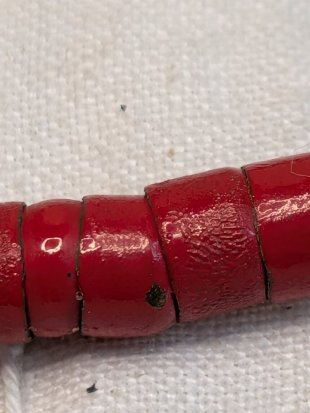 Vintage Red Enamel Brass Bead Necklace – 46" Long Layering Strand - Picture 7 of 8